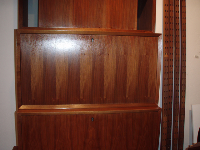 cabinet 2. has dropleaf door/desk top, retains original key!
Cabinet 2 measures: 31 1/2"W x 16 3/4"H x 15 1/2"D
With dropleaf door/desk top extended: 29"D